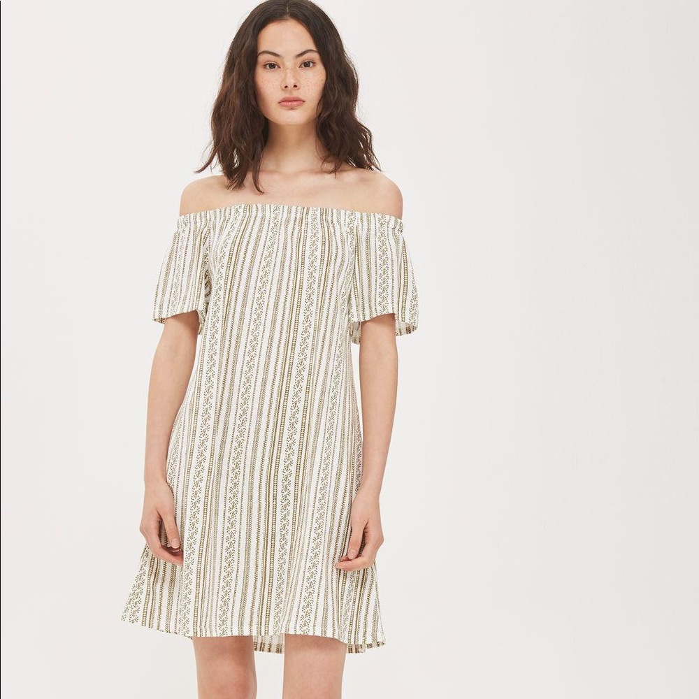 Topshop Striped Bardot Dress
